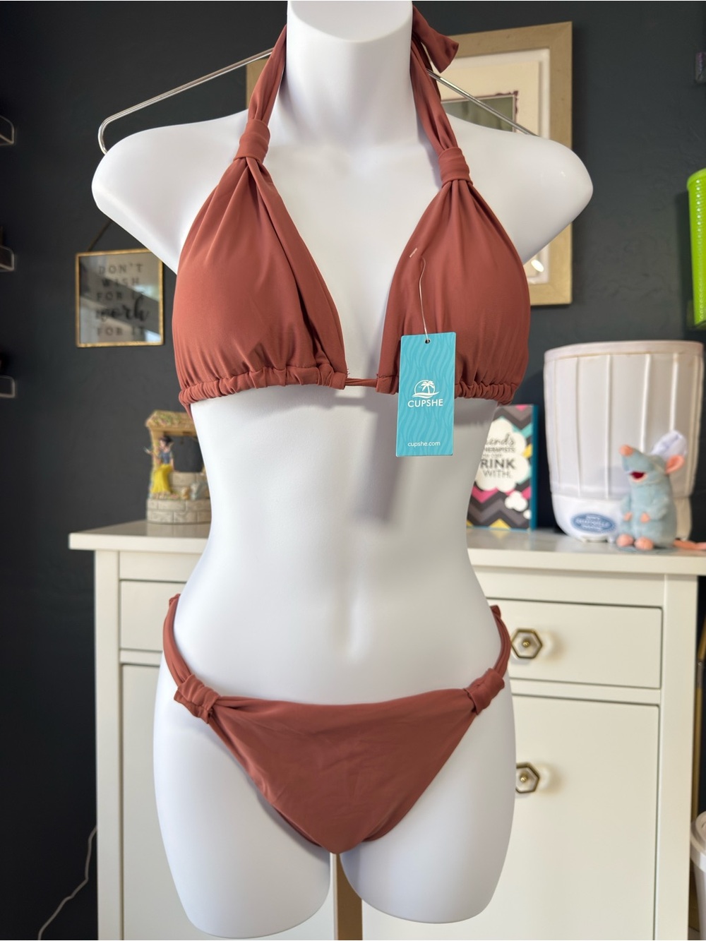 Cupshe Rust Halter Knot Bikini Set